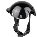 A glossy black motorcycle helmet with a matching black chin strap and buckle, shown against a plain white background.